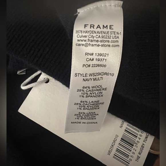 NWT $648 Frame Denim Blue The Rugby Tunic Dress Sweater Size S Cashmere Wool - Picture 10 of 12